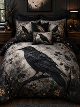 Vintage Forest Raven 3‐Piece Quilted Bedding Set