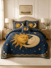 Celestial Sun Moon Mystic Garden Quilted 3-Piece Bedding Set