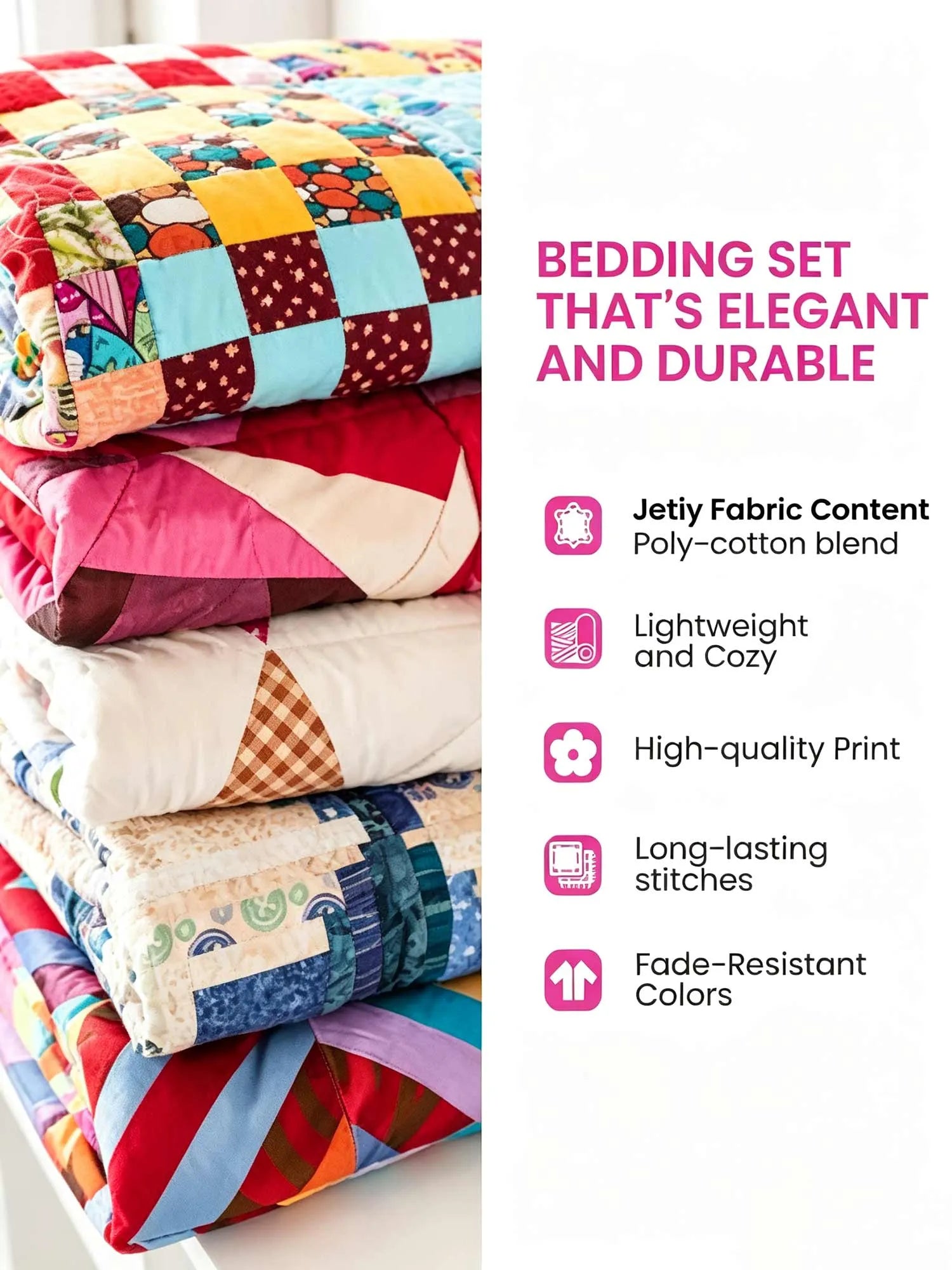 Vintage Poppy Medley 3-Piece Quilted Bedding Set